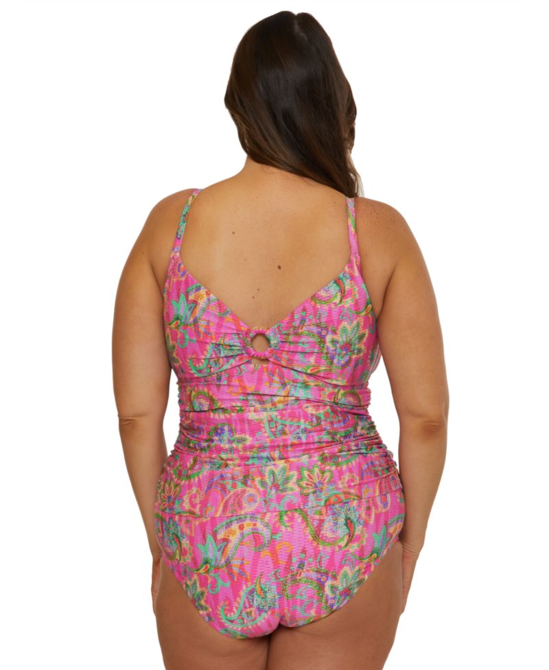 Plus Size Polynesia Printed Ring Tankini Top