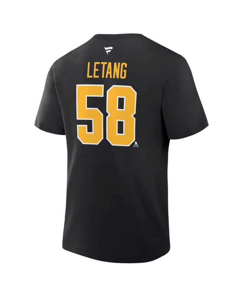 Men's Kris Letang Black Pittsburgh Penguins Authentic Stack Name & Number T-Shirt