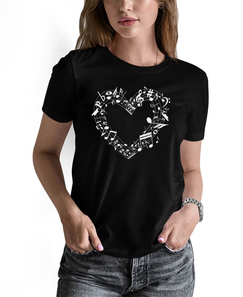 Women's Sheet Music Heart Word Art Pullover Top
