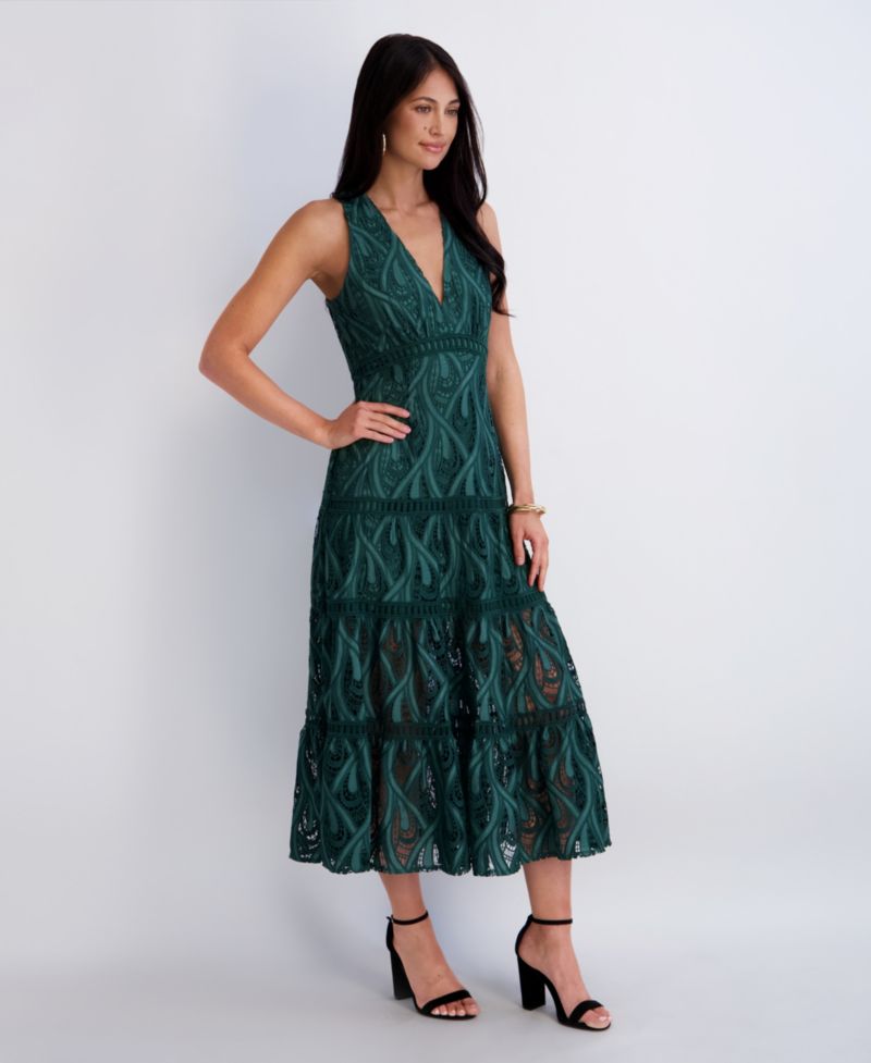 Women’s Heavy Lace Halter Tiered Dress