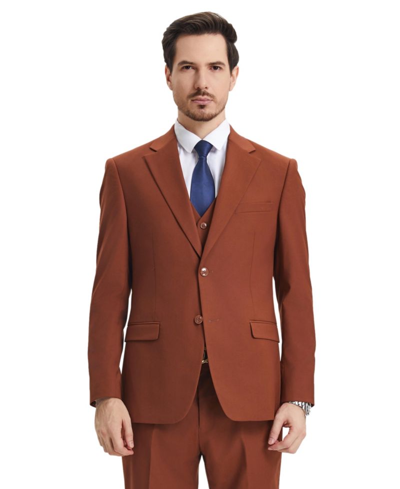 Men's Hybrid-Fit 3pc Notch Lapel Suit Set, Jacket Vest and Pants