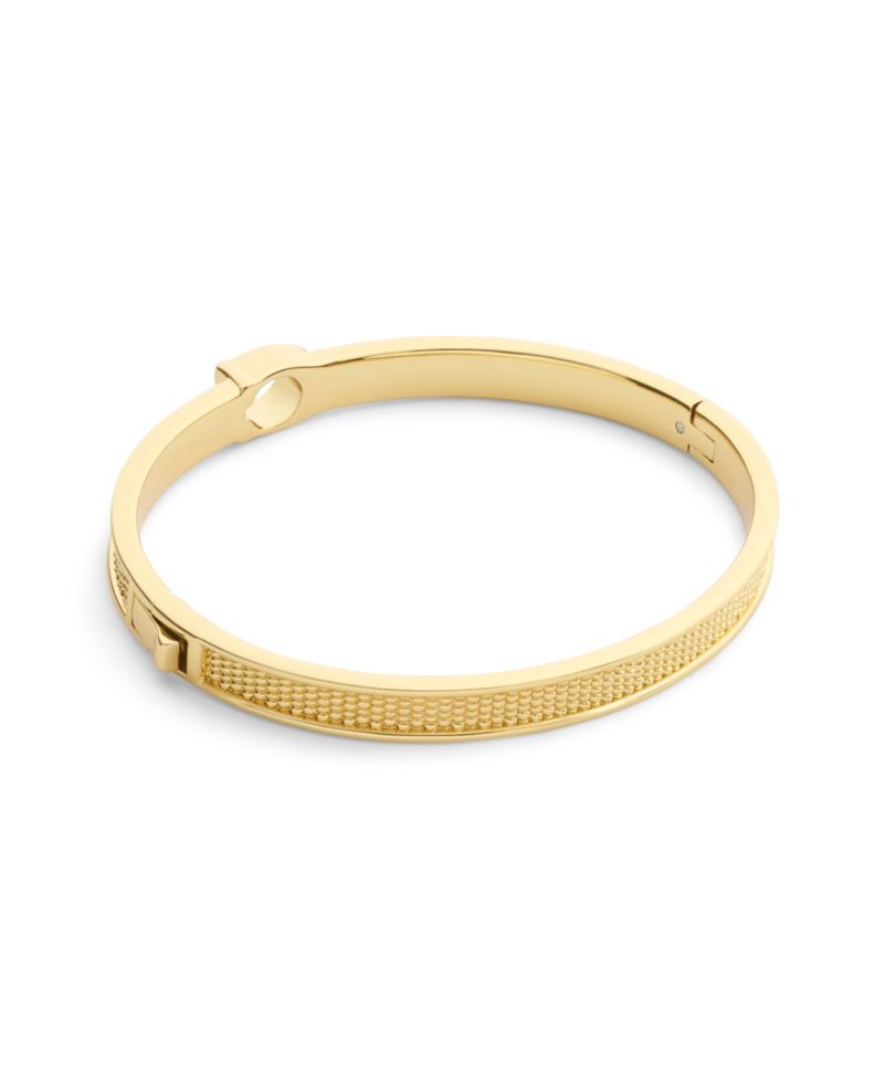 Gold Signature C Textured Bangle Bracelet
