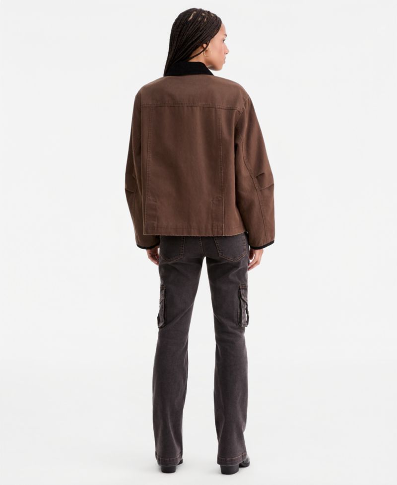 Women's Corduroy-Collar Short Wax Barn Jacket