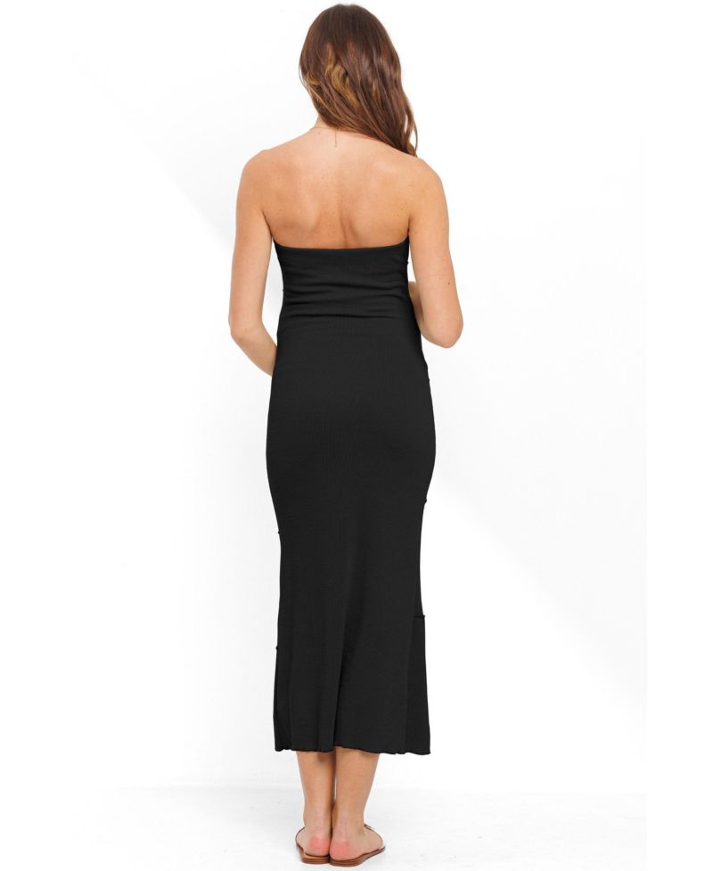 Maternity Strapless Ribbed Bodycon Midi Dress