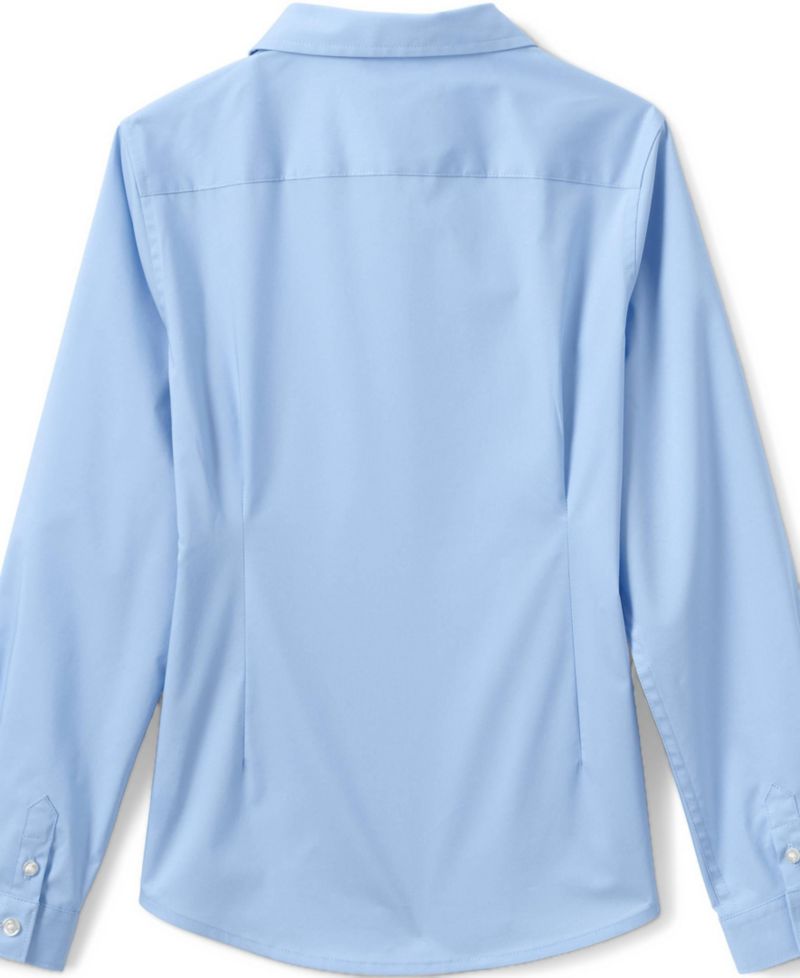 Big Girls School Uniform No Gape Long Sleeve Stretch Shirt