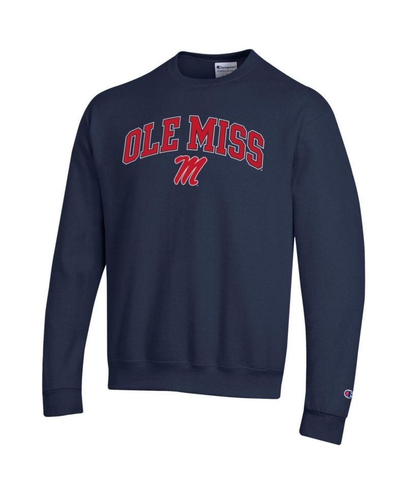 Men's Powder Blue Ole Miss Rebels Arch Over Logo Pullover Sweatshirt