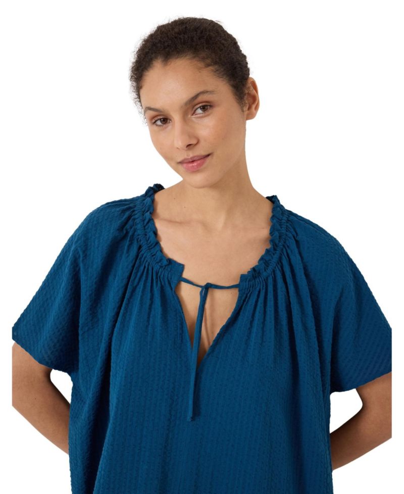 Women's Tie Neck Short Sleeve Beach Mini Dress
