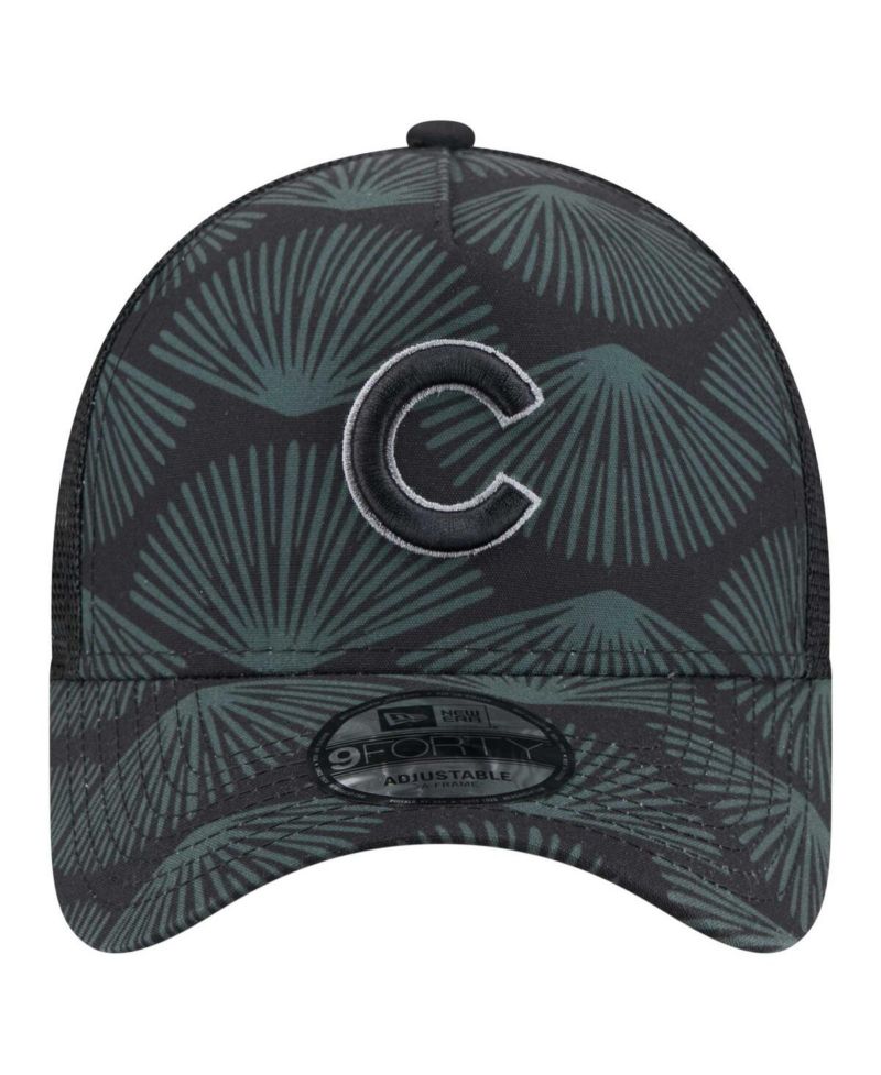 Men's Black Chicago Cubs 9FORTY A-Frame Trucker Adjustable Hat