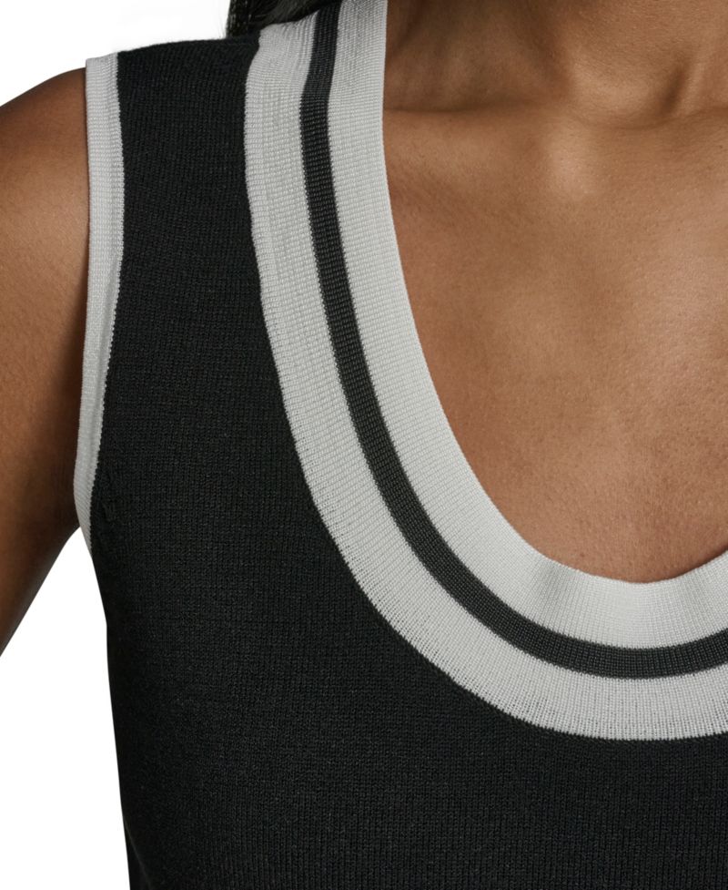 Women's Scoop-Neck Sleeveless Knit Top with Contrast Trim