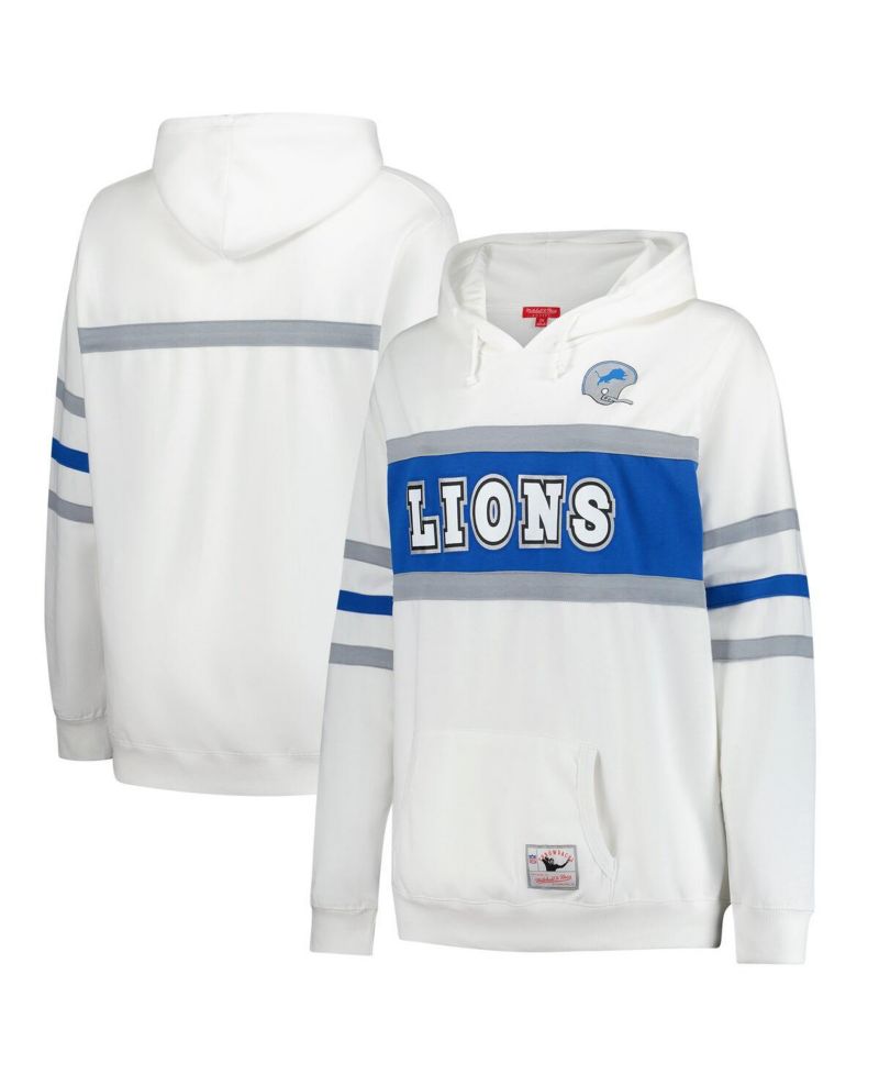 Women's White Detroit Lions Plus Size Head Coach Throwback Pullover Hoodie