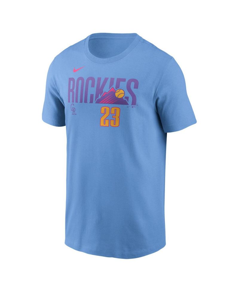Men's Kris Bryant Light Blue Colorado Rockies 2025 City Connect Fuse Name & Number T-Shirt