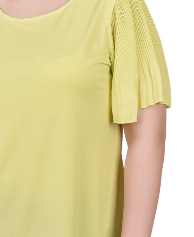Petite Pleated-Sleeve Top
