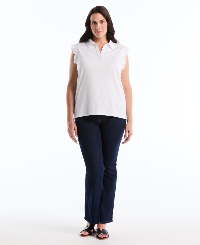 Petite Ruffle Sleeveless Polo Shirt