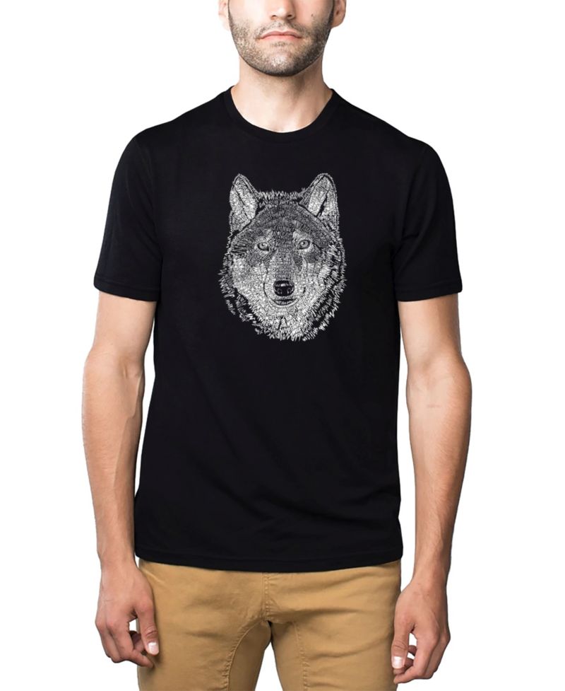 Men's Cotton/Poly Blend Word Art T-shirt - Wolf