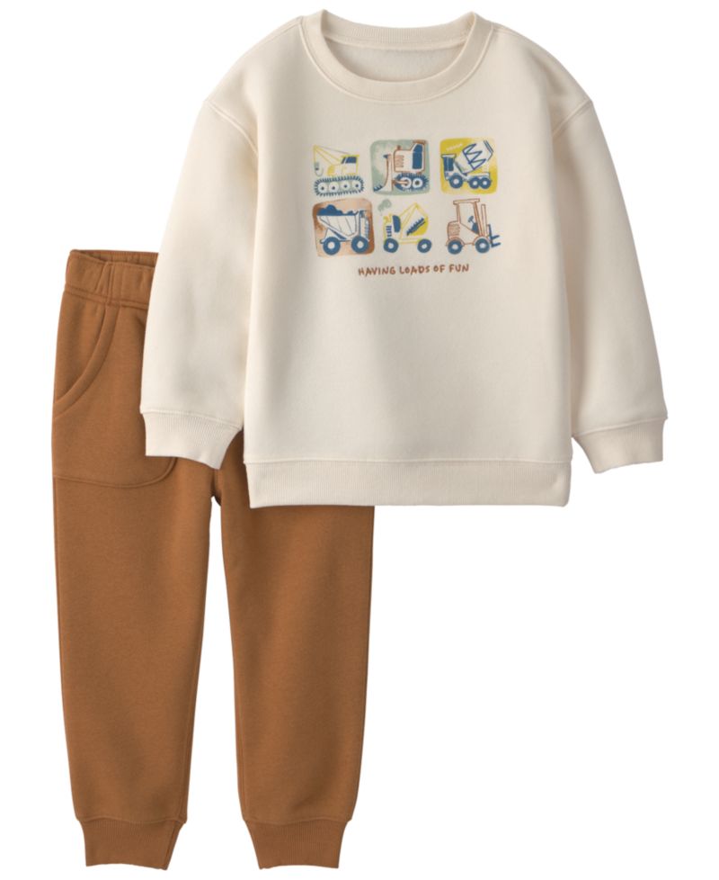 Baby Boys' Construction Fleece Top and Pants, 2-Piece Set