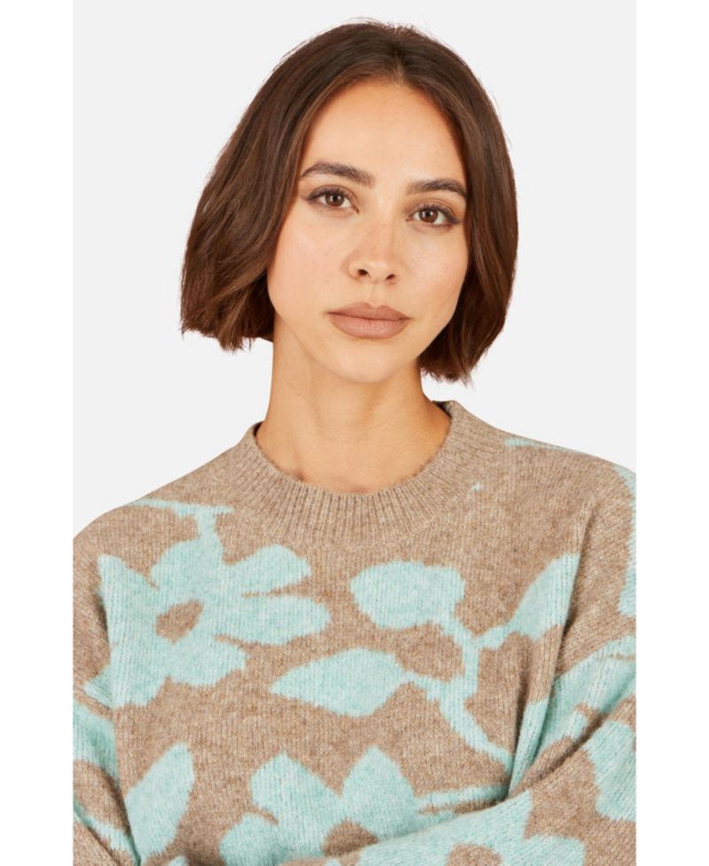 Women's Floral Intarsia Relaxed-Fit Jumper