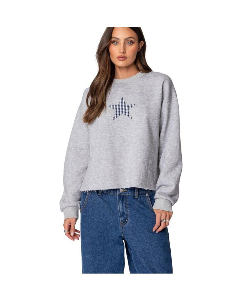 Womens Gingham Star Sweatshirt