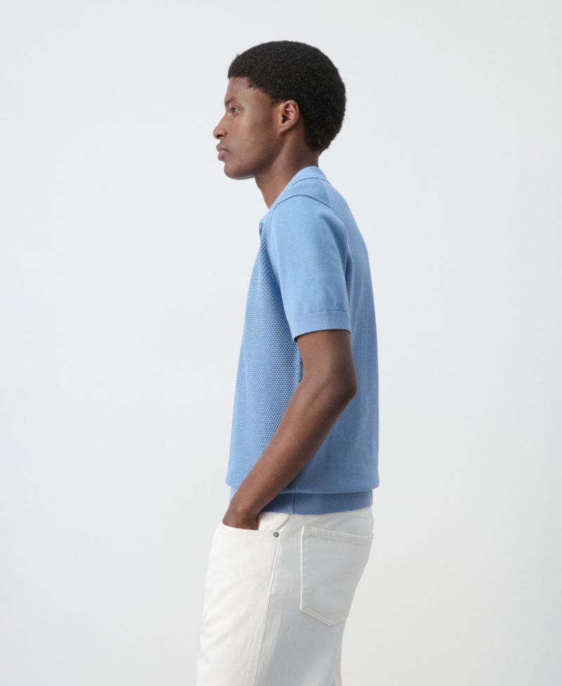 Men's Zipper Knitted Polo Shirt
