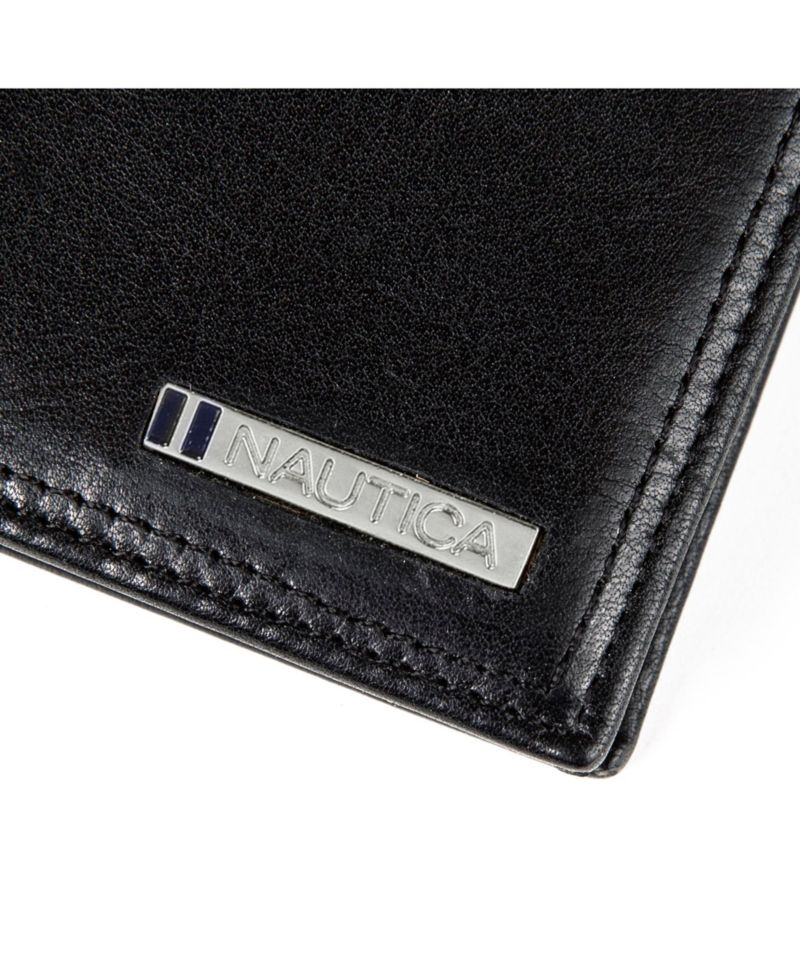 Men's Enameled Logo Leather Bifold Wallet