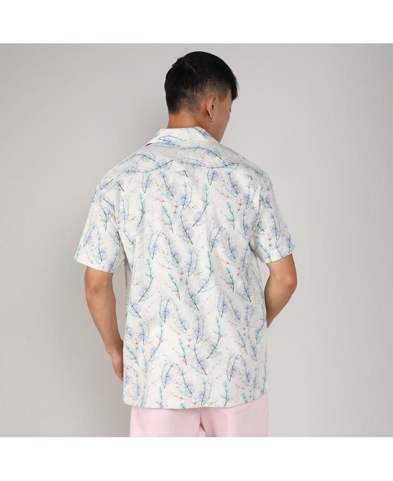 Men's Ivory White & Icy Blue Flora Tint Shirt
