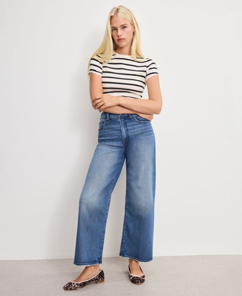 Women's Good Waist Palazzo Cropped Jeans, Regular & Plus Size