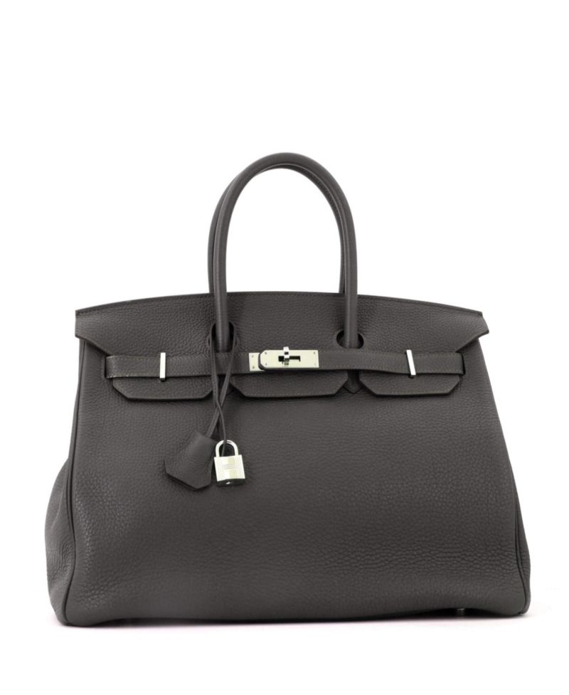 Pre-Owned Hermes Birkin 35 Handbag Green Togo with Palladium Hardware