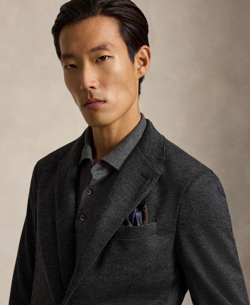 Men's Polo Soft Modern-Fit Knit Broken-Twill Suit Jacket