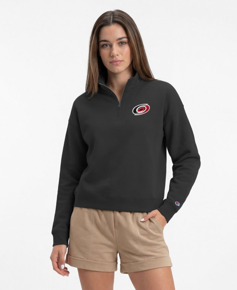 Women's Black Carolina Hurricanes Power blend Quarter-Zip Sweatshirt