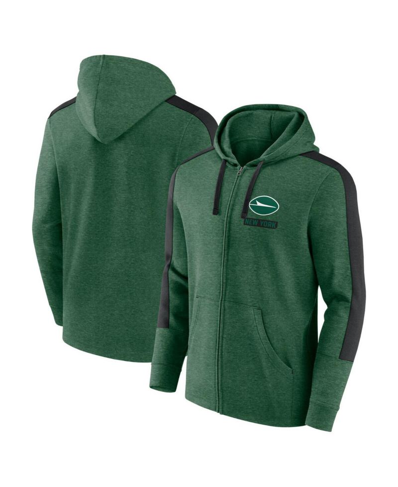 Men's Heather Green New York Jets Gains Full-Zip Hoodie