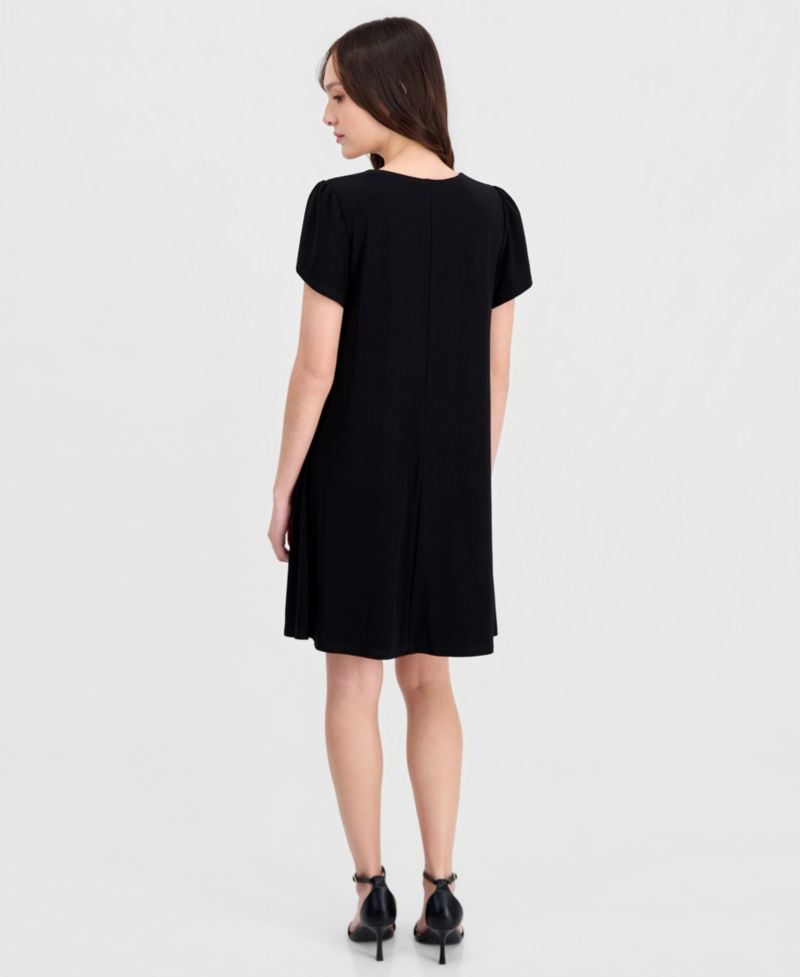Petite Tulip-Sleeve Swing Dress