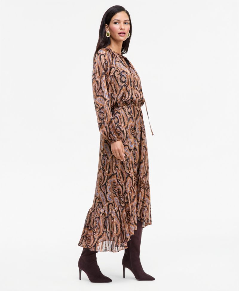 Women's Long-Sleeve Printed High-Low Dress
