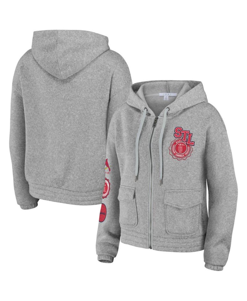 Women's Gray St. Louis Cardinals Full-Zip Hoodie