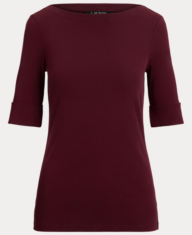 Stretch Cotton Boatneck T-Shirt