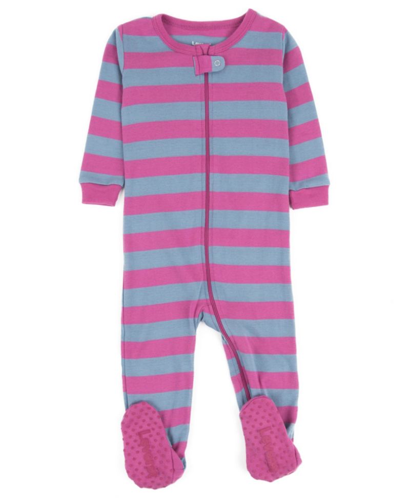Toddler Footed Cotton Striped Holiday Pajamas