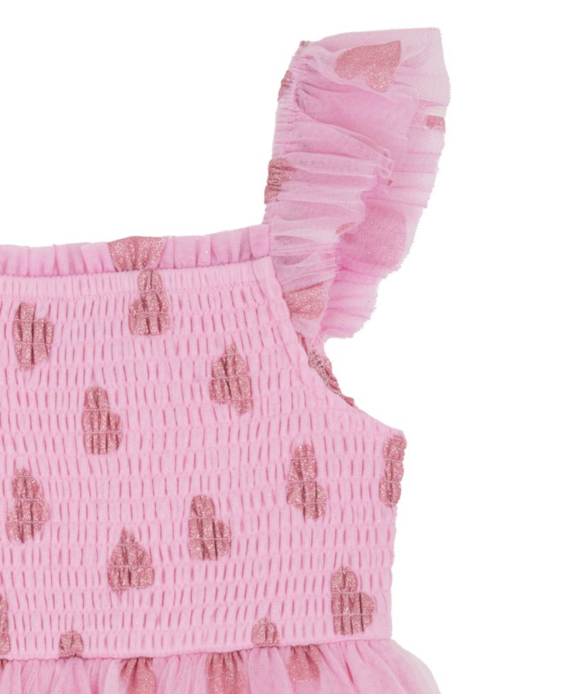 Girls 2T-6X Tiered Heart Glitter Mesh Dress
