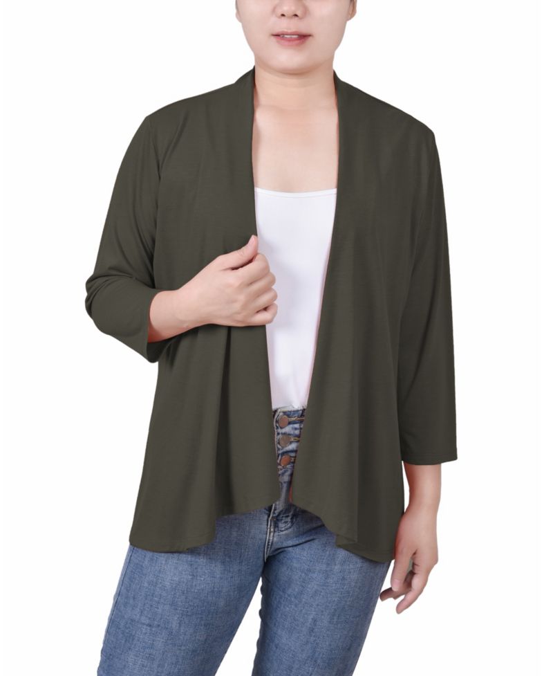Women's Solid 3/4 Sleeve Cardigan