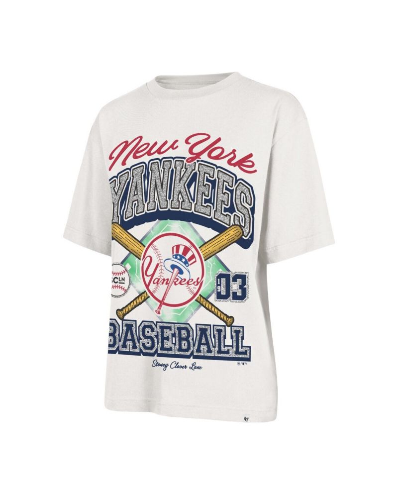 Stoney Clover Lane X Women's Sand New York Yankees Crossover Base Foundation T-Shirt