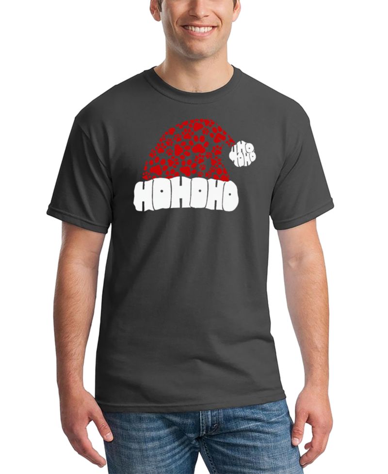 Men's Santa Hat Paw Print Word Art T-Shirt