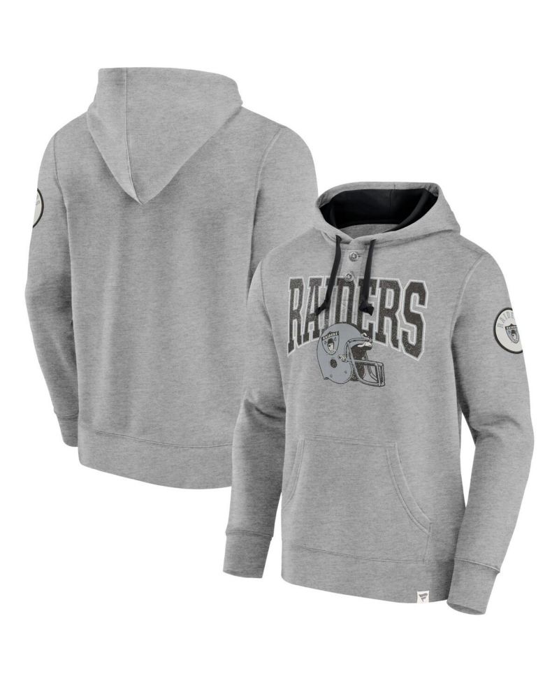 Men's Heather Gray Las Vegas Raiders Label Maker Pullover Hoodie