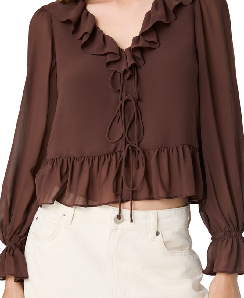 Women's Marina Long-Sleeve V-Neck Tie-Front Blouse