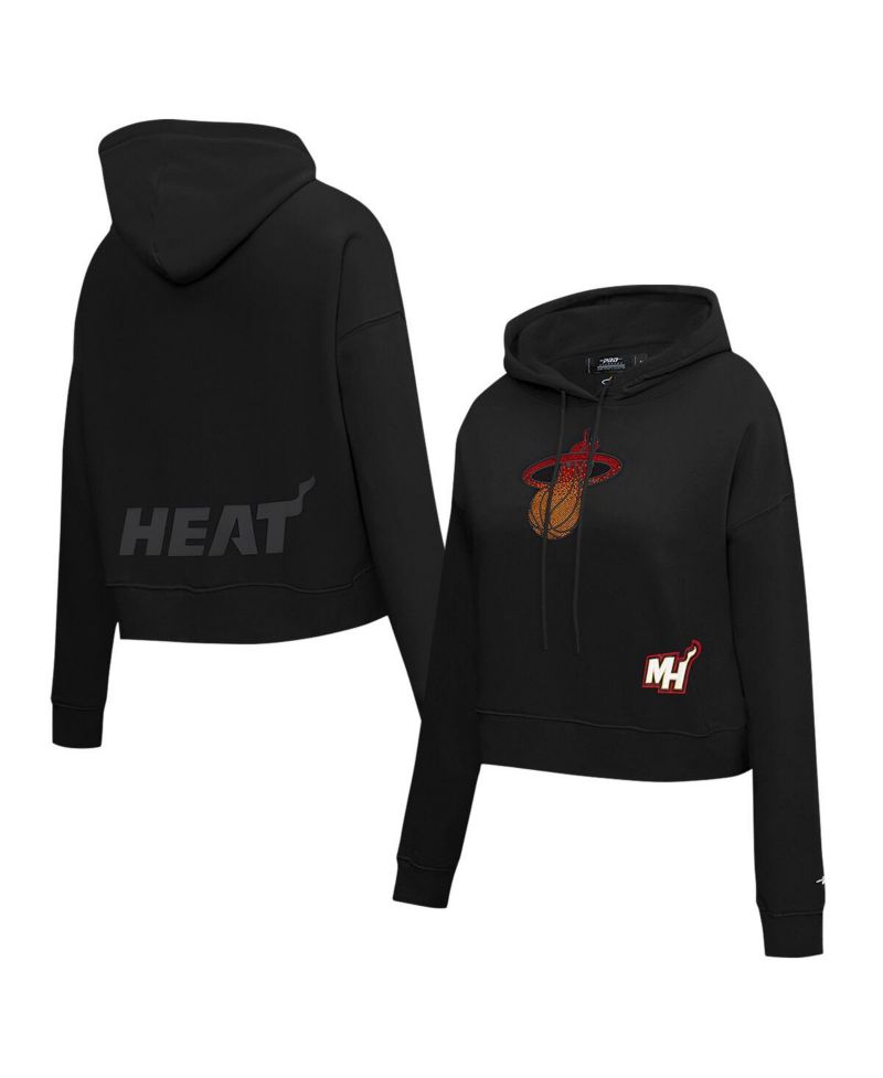 Women's Black Miami Heat Jewels Cropped Pullover Hoodie