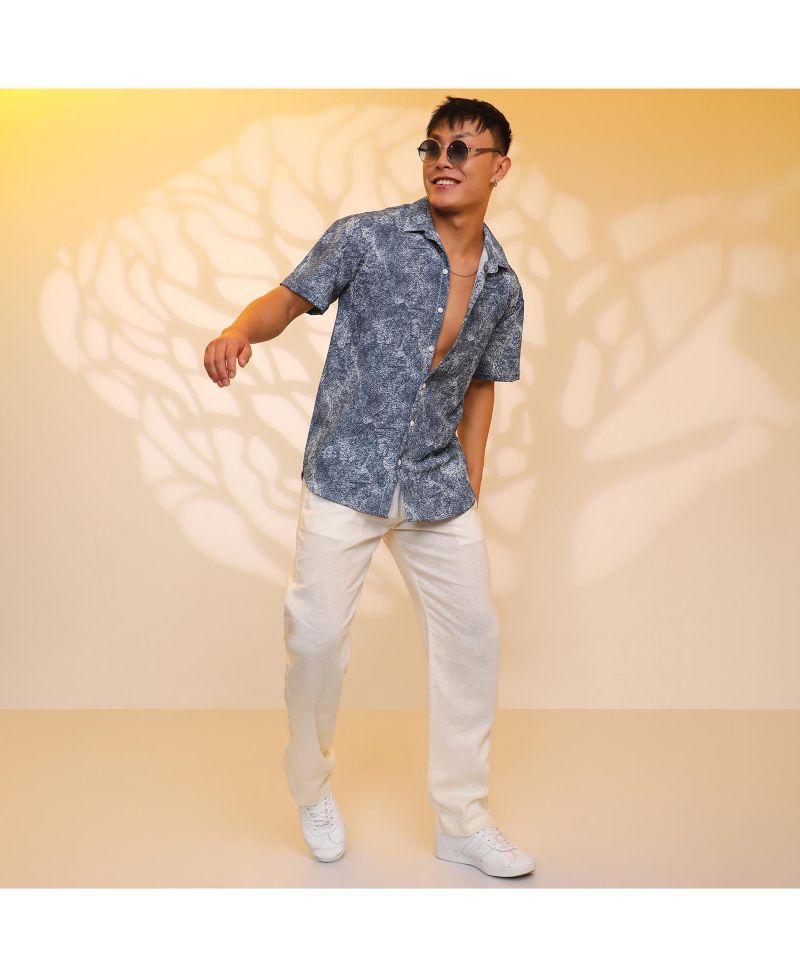 Men's Navy Blue Contrast Hazy Shirt