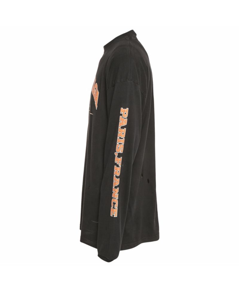 Men's Logo Print Distressed Cotton Oversized T-Shirt