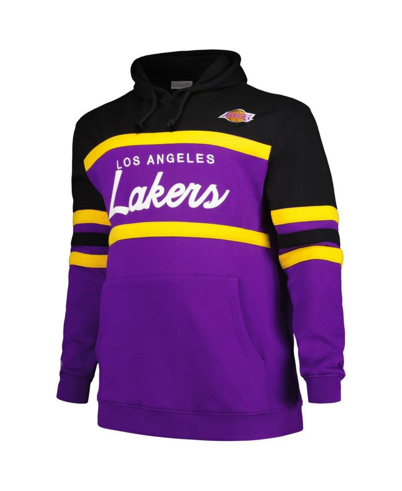 Men's Black/Purple Los Angeles Lakers Big & Tall Hardwood Classics Head Coach Pullover Hoodie