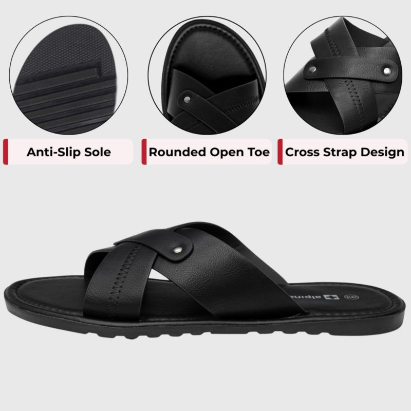 Men's Saul Faux Leather Slide Sandals Dressy Indoor Outdoor Shoes