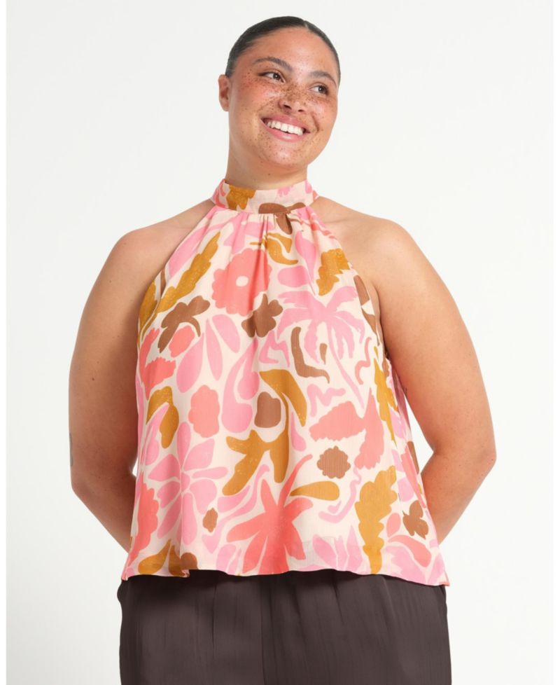 Women's Luciana Floral Halter Relaxed Summer Top