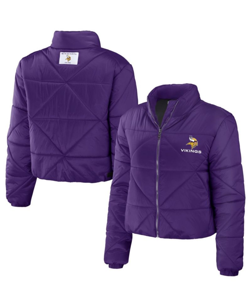 Women's Purple Minnesota Vikings Cropped Puffer Full-Zip Jacket