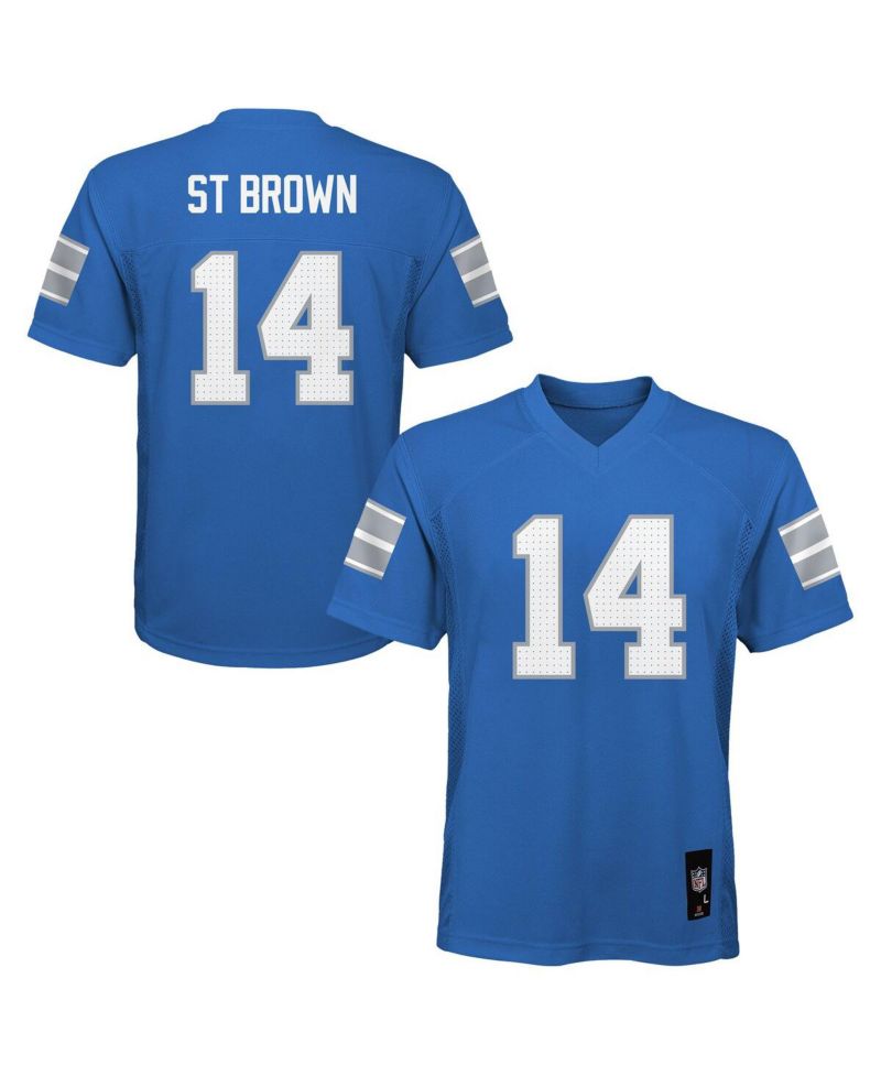 Big Boys and Girls Amon-Ra St. Brown Blue Detroit Lions Replica Player Jersey