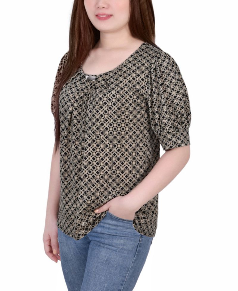 Women's Missy Short Sleeve Balloon Sleeve Top
