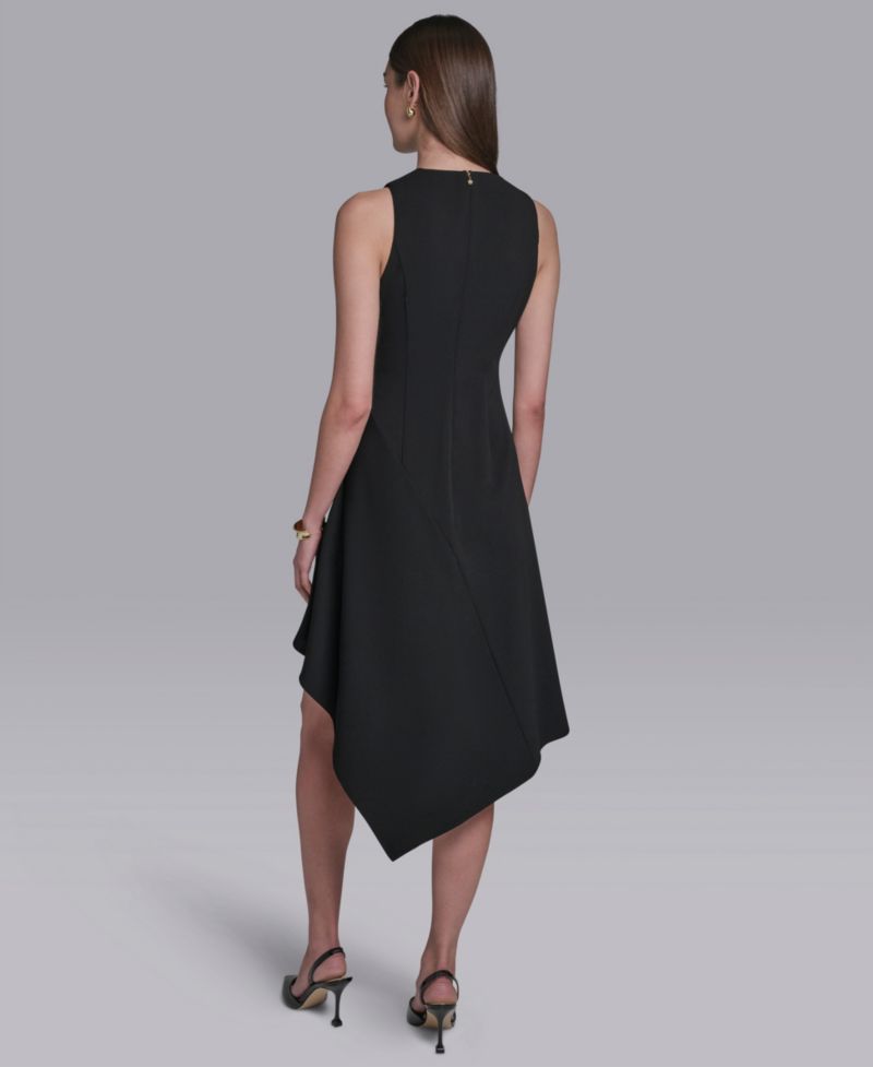 Women's Keyhole Detail Sleeveless Asymmetrical Hem Midi Dress